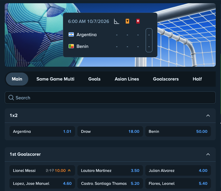 10.0 Messi Odds Boost